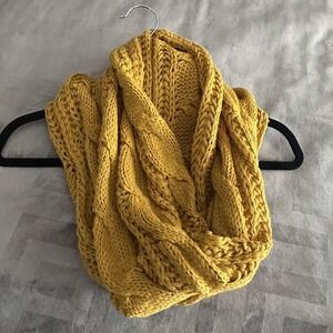 BP Nordstrom Cable Knit Scarf O/S Yellow Infinity Chunky Loop Neck Warmer Cozy